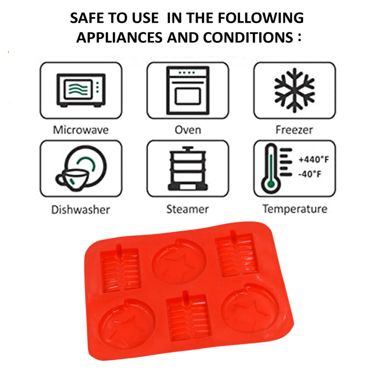 4882 6cavity Chocolate Mould Tray Cake Baking Mold Flexible Silicon Ice Cupcake Making Tools