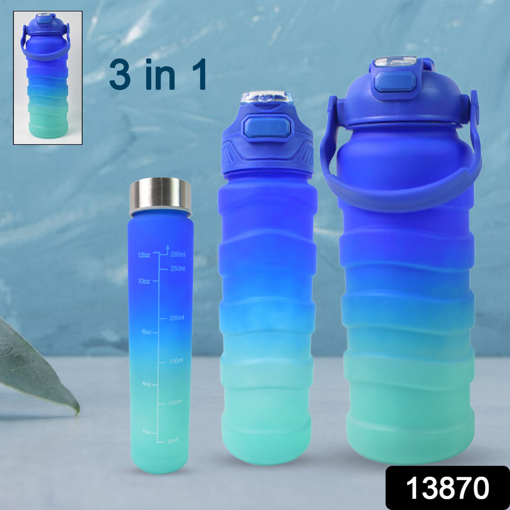 Plastic Water Bottle 3 Different Size Bottle (3 Pc Set With Straw Sticker)