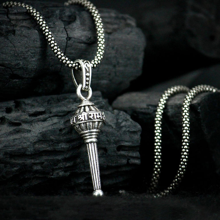 Silver Chain With Gada Pendant Locket (1 Pc)