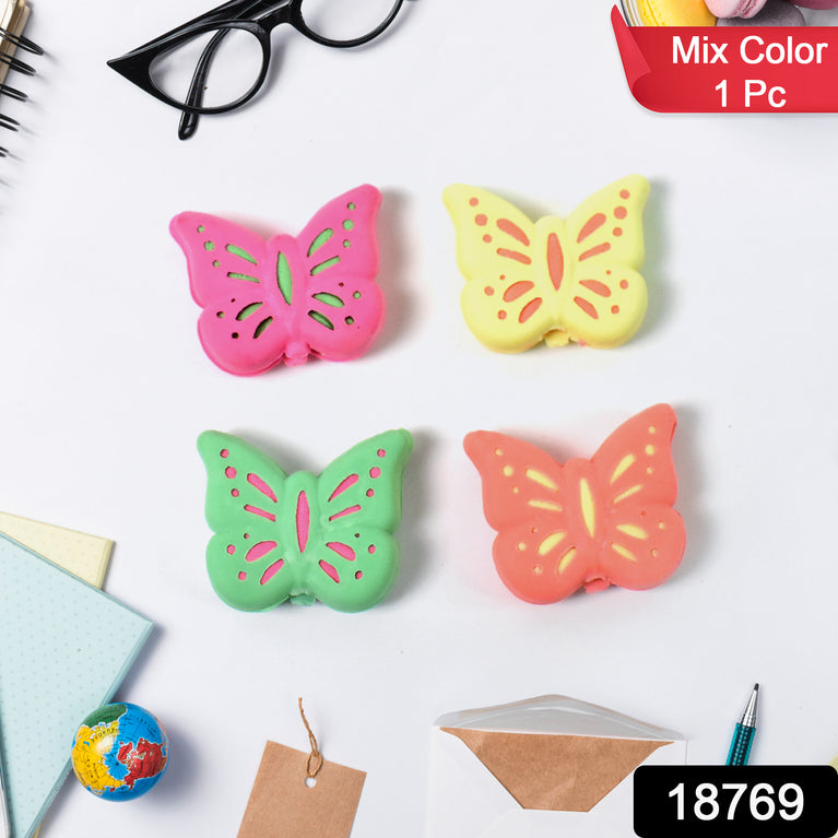 Butterfly Shape Eraser Rubber (1 Pc Mix Colour Design)