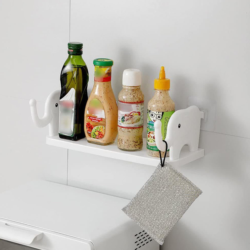 9272 Multifunctional Elephant Shaped Storage Shelf No Punching Wall Mounted Mini Storage Rack Creative Cute Elephant Shelf Organizer For Kitchen Bathroom Bedroom Study