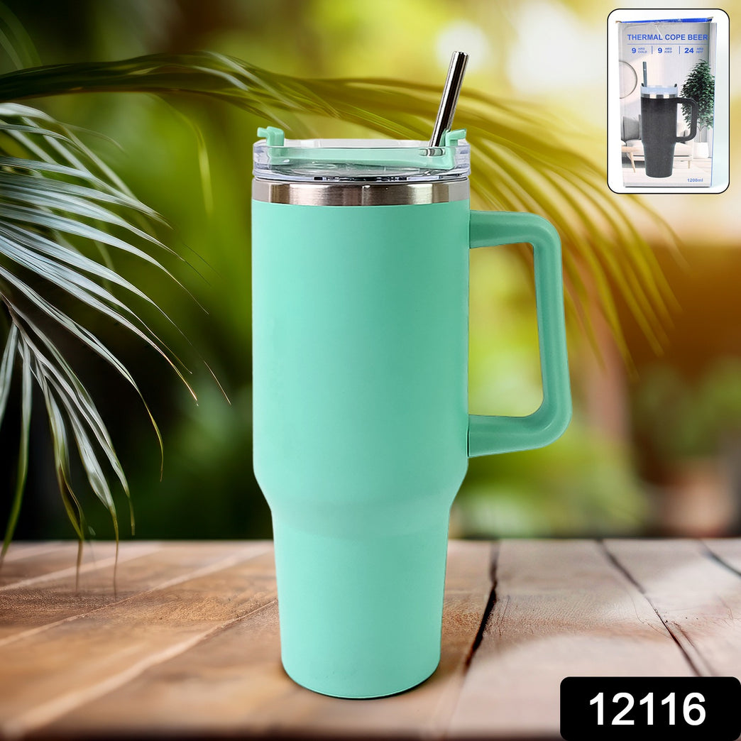 1200 Ml Insulated Tumbler With Lid And Straw Thermal Cope Beer (1200ml 1 Pc)