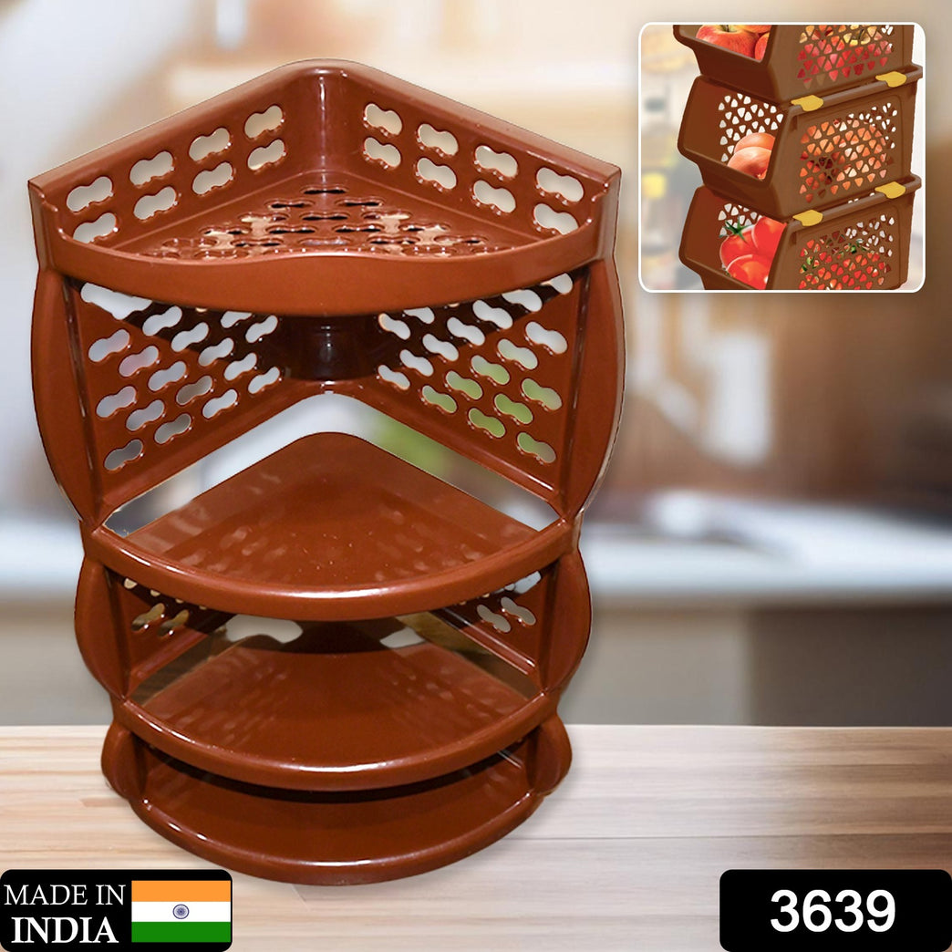 3639 Multi Purpose Plastic Corner Rack A Stylish Storage Shelf For Kitchen Living Room Bathroom (1 Pc 3 Layer )