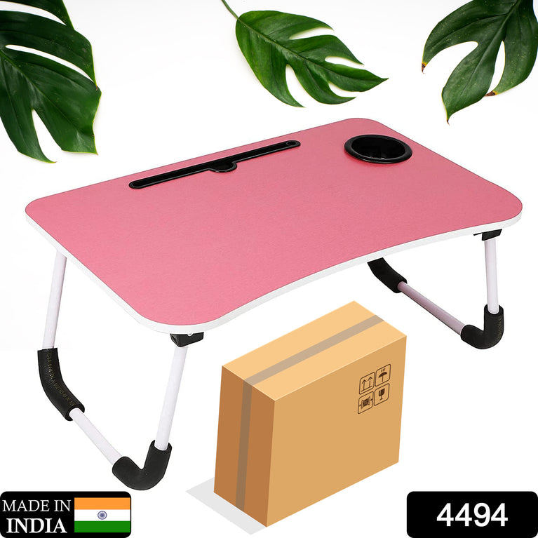 4494 Multi-purpose Laptop Desk For Study And Reading With Foldable Non-slip Legs Reading Table Tray Laptop Table Laptop Stands Laptop Desk Foldable Study Laptop Table ( Pink )