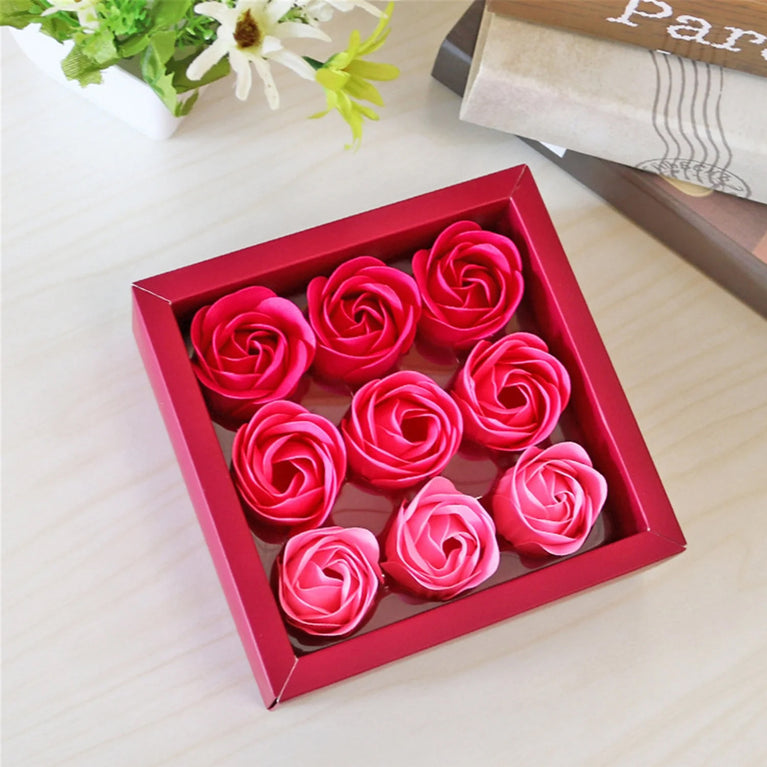 9 Pc Rose Flower Bath Soap (9 Pcs Set)