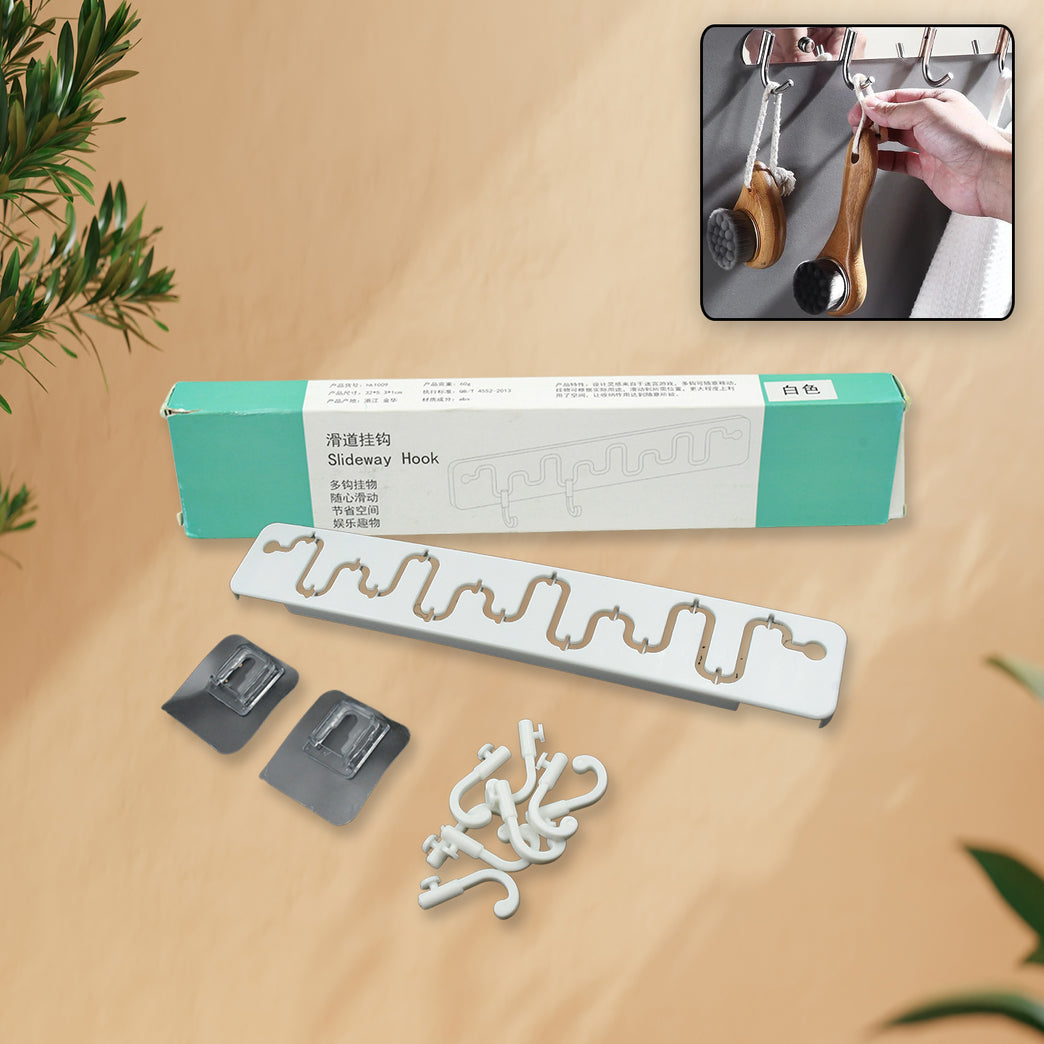 9431 Slideway Adjustable Hook Wall Adhesive Hook Plastic High Quality Hooks For Home Bathroom Use