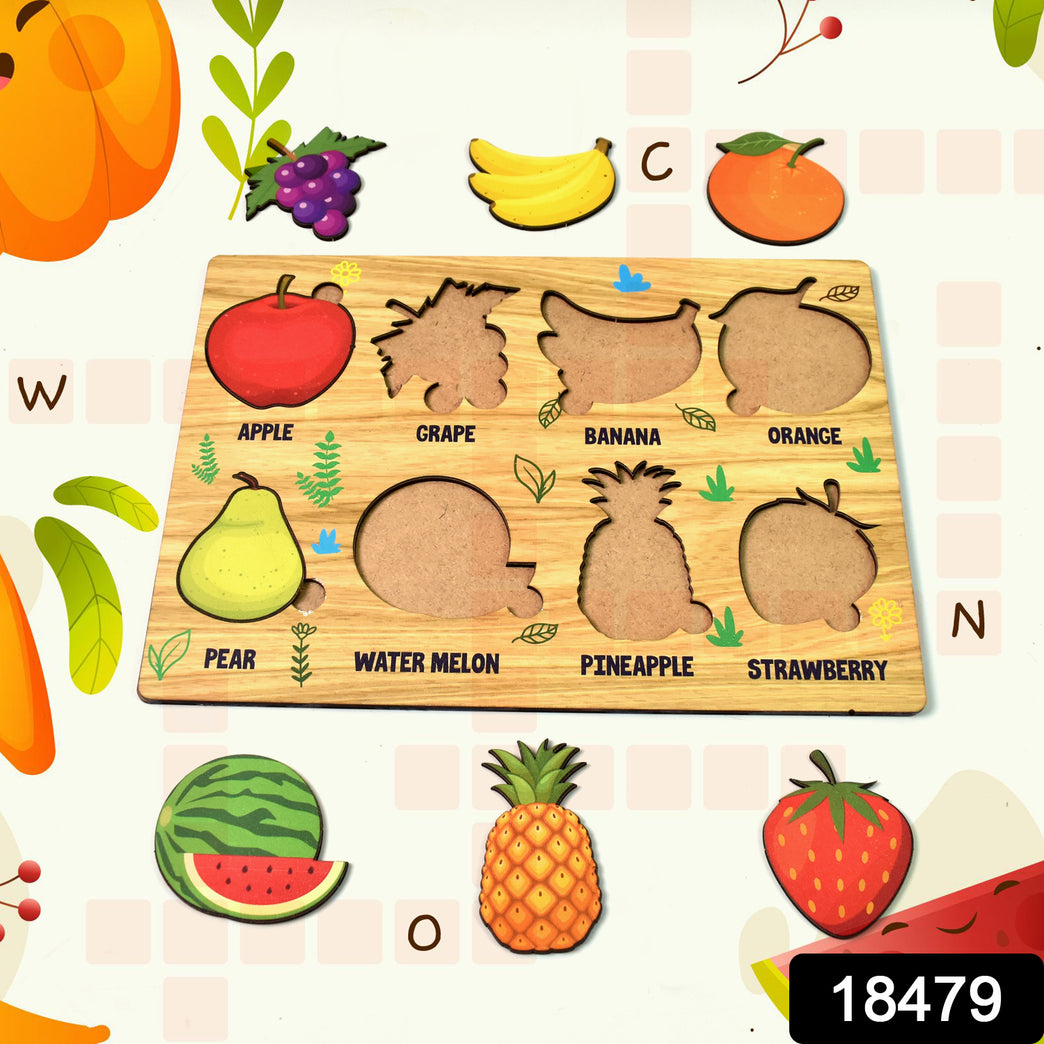 Wooden Fruits Puzzle Learning Educational Board (1 Set 2820 Cm)