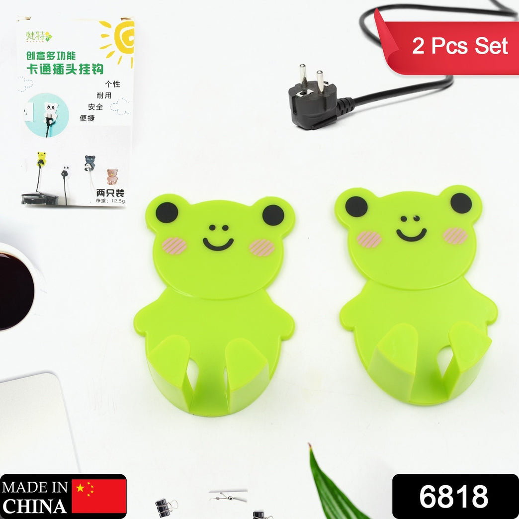 6818 Plastic Adhesive Cable Plug Hook Bathroom Power Plug Socket Holder For Office Home And Restaurant Use 2 Pc Set