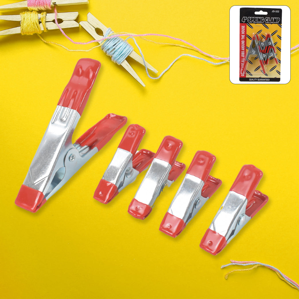 Metal Spring Clamps Heavy Duty Spring Metal Clips Clamp (5 Pcs Set)