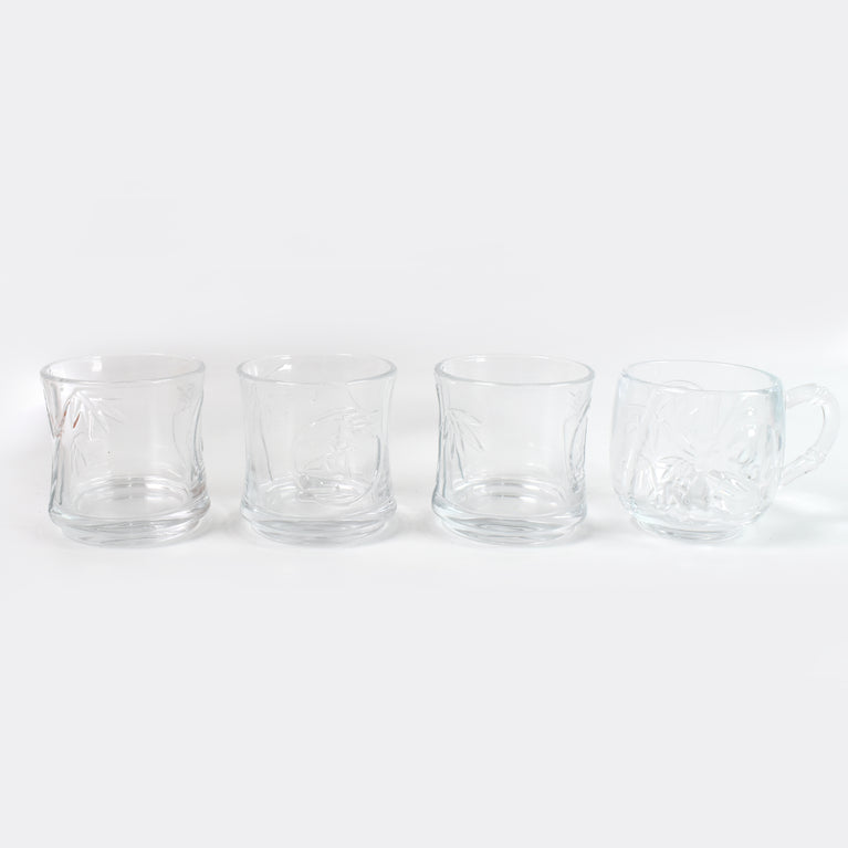 Glass 3 Pc Tumbler 1 Pc Cup Set (4 Pcs Set)