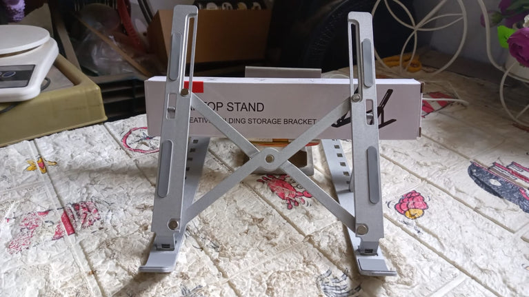 12874 Laptop Stand For Desk Metal Portable Laptop Stand With 6 Adjustable Angles Laptop Riser Phone And Tablet Stand Compatible For All Laptop