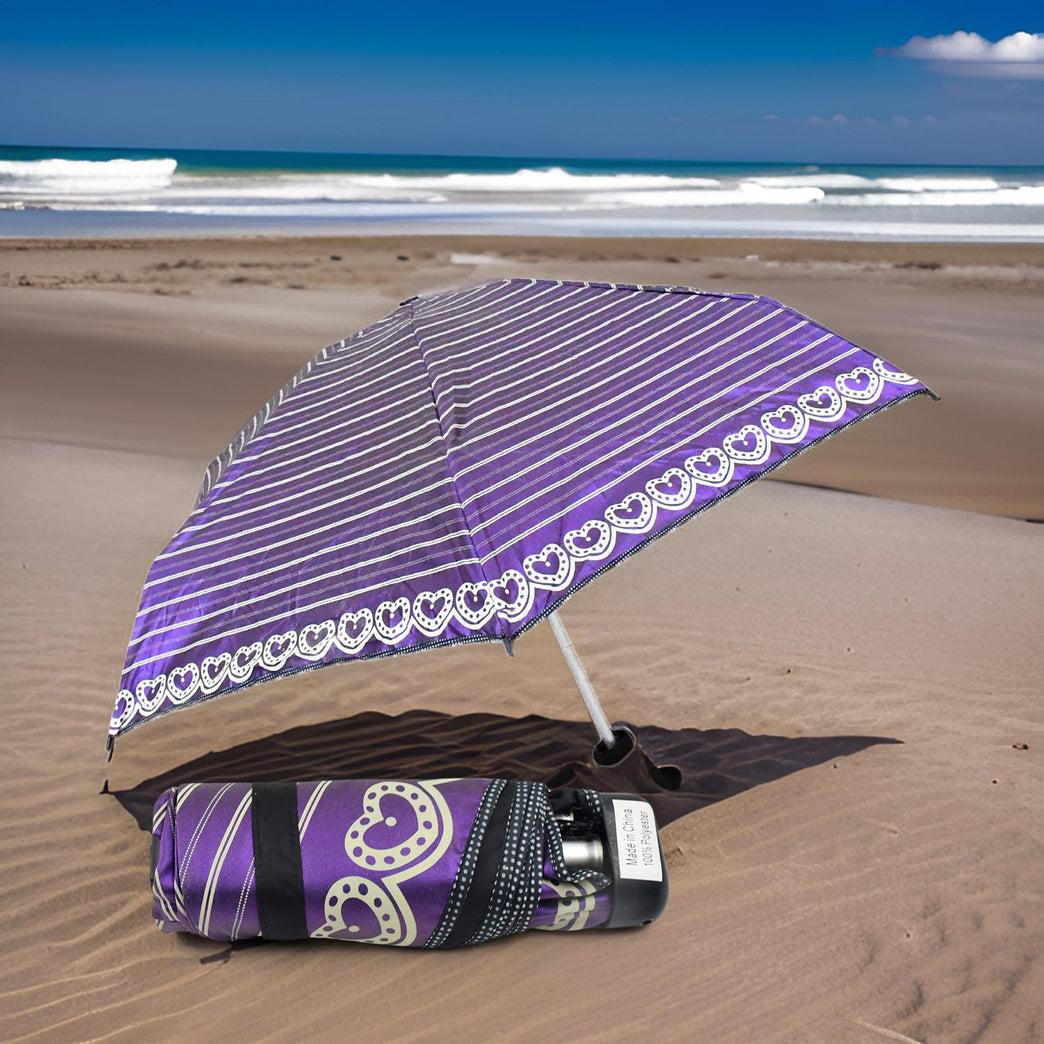 3-fold 5 Floor Sun Protective Solid Foldable Umbrella (1 Pc)