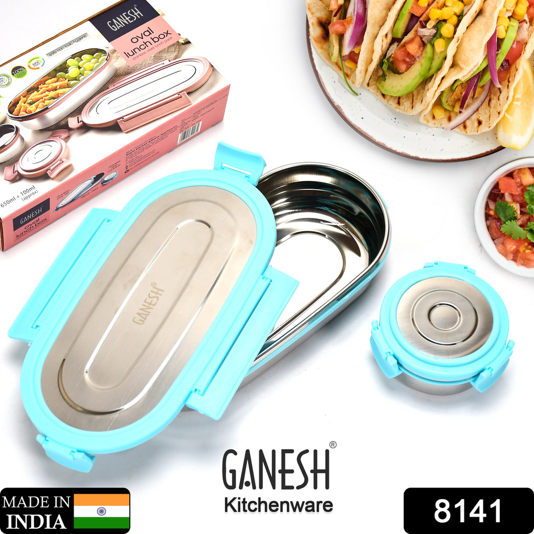 8141 Ganesh Stainless Steel Lunch Box Small Container ( Set Of 2 Pcs )