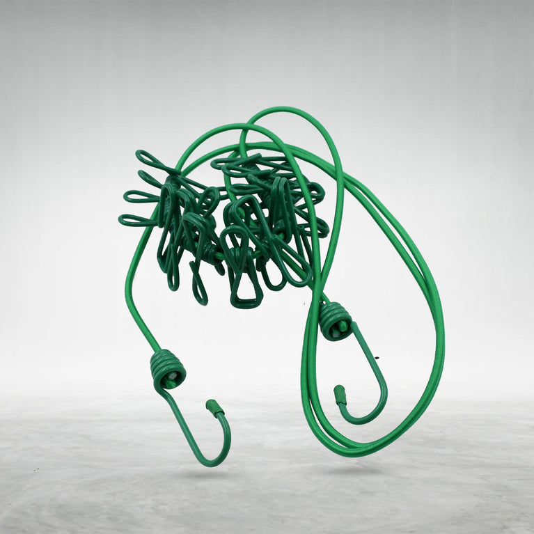 9373 Elastic Cloth Drying Rope With 12 Metal Clip Portable Clothes Line For Home Travel