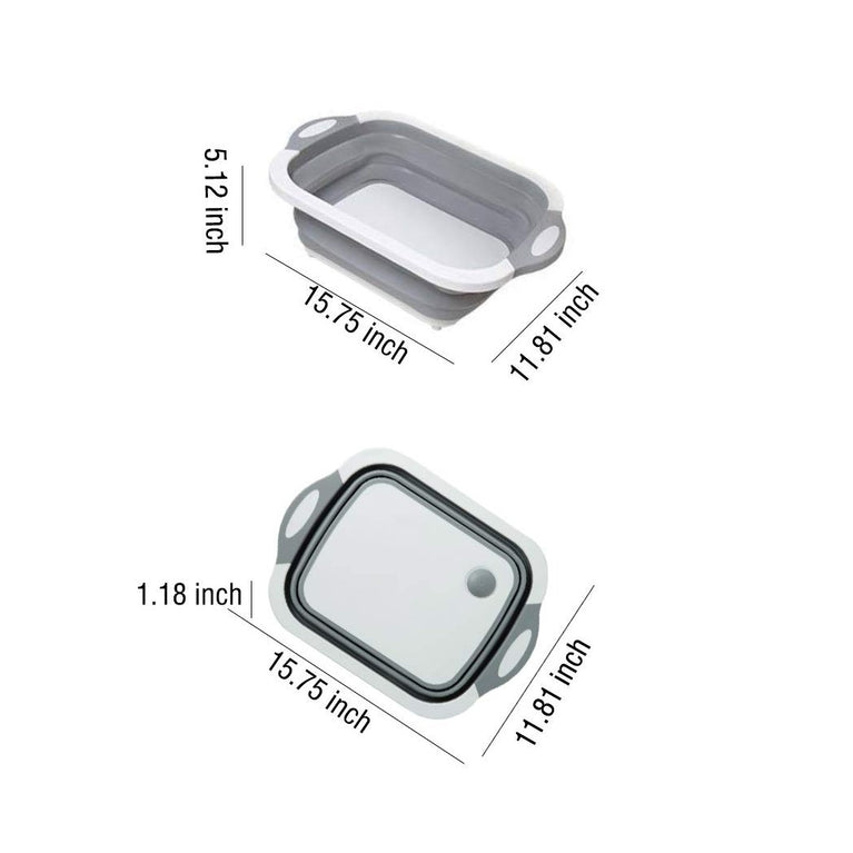 098 Foldable Chopping Board Dish Rack Washing Bowl  Draining Basket 3in1 Multi-function