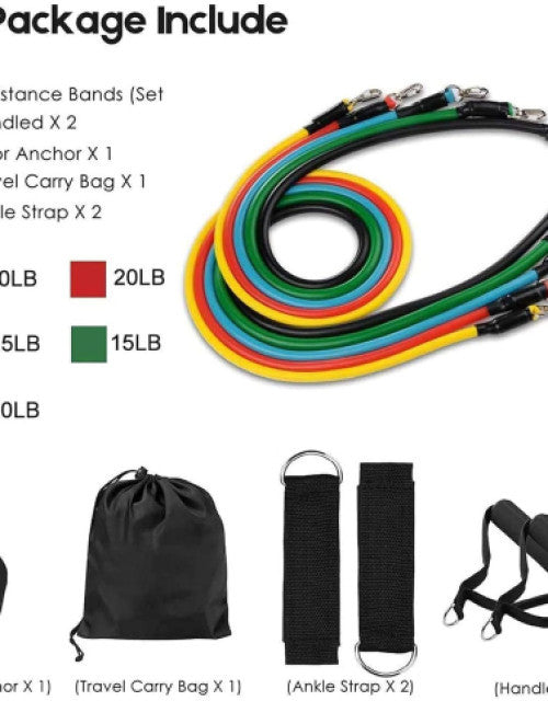 11 Piece Gym Power Resistance Band Set for Workout, Resistance Band for Exercise