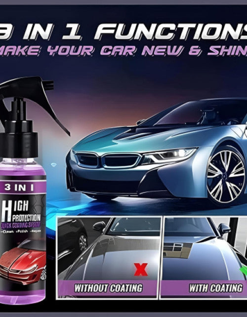 3 in 1 High Protection Car Quick Coating Spray, Car Rapid Ceramic Paint Coating, Nano Polishing Spray (Pack of 1)