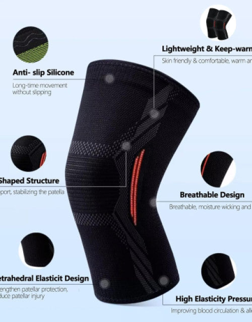 3D Knee Caps for Women & Men, Knee Support for Men Gym, Anti-Slip Design Knee Brace for Gym Running