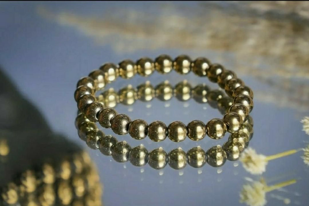 Golden Pyrite 8mm Natural Stone Bracelet (Pack of 1)