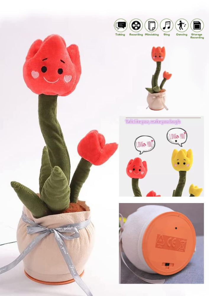 ROSE USB Dancing Cactus Toy Rose Chargeable and Recording Storage, Mimics, Dance and Singing Features