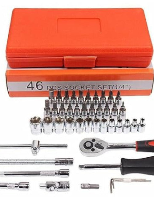 46 in 1 Pcs Tool Kit & Screwdriver and Socket Set - Multi Purpose Combination Tool Case Precision Socket set