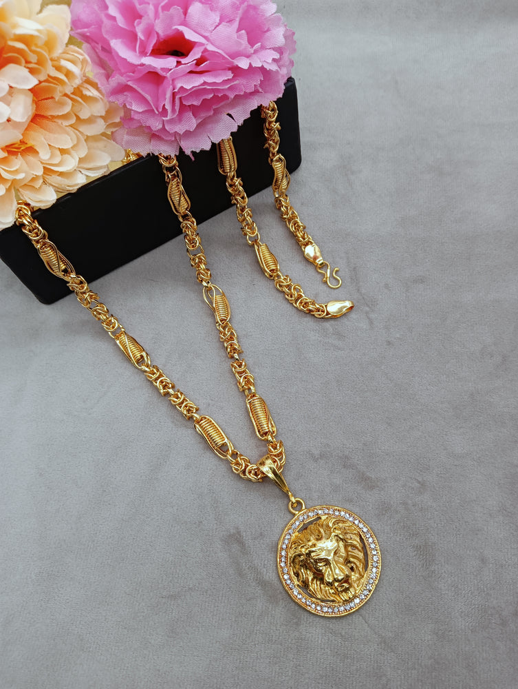 Luxurious Men's Gold Plated Pendant With Chain Vol 5