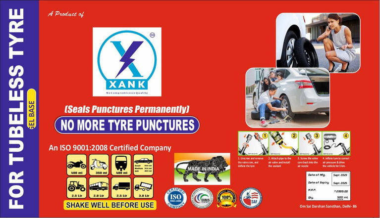 XANK Tyre Sealer Pack Of 2 NO PUNCHER Tubeless Tyre Puncture Repair Kit