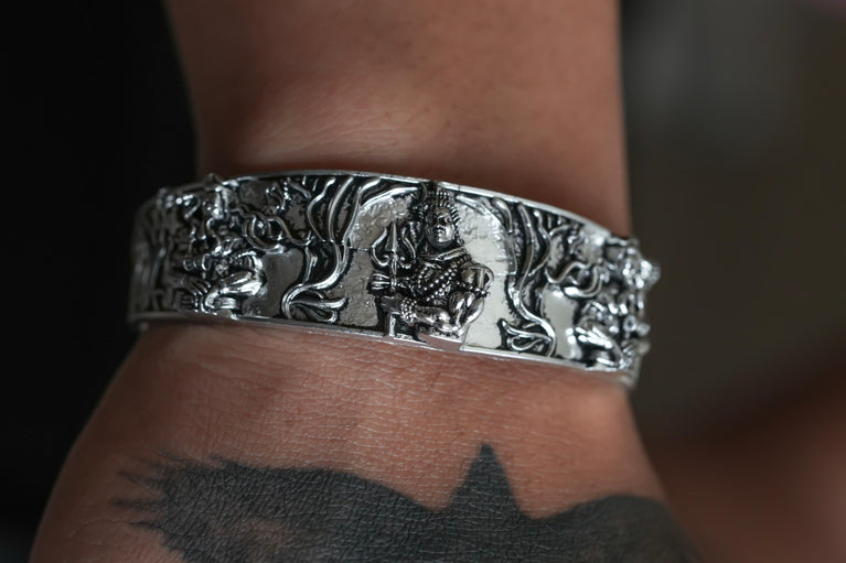 Men's Oxidised Silver Mahakal Bracelet