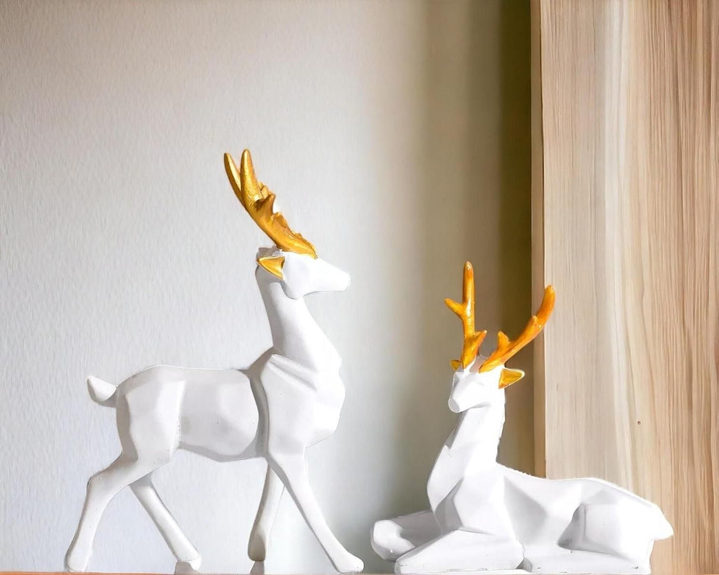 White Lucky Deer Set of 2