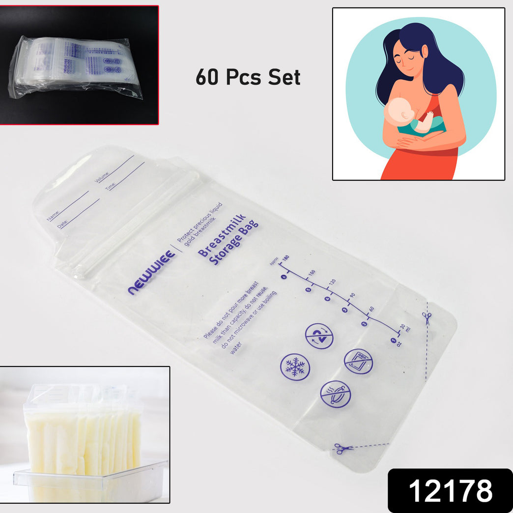 Breastmilk Storage Bags Double Zipper Seal (60 Pcs Set)