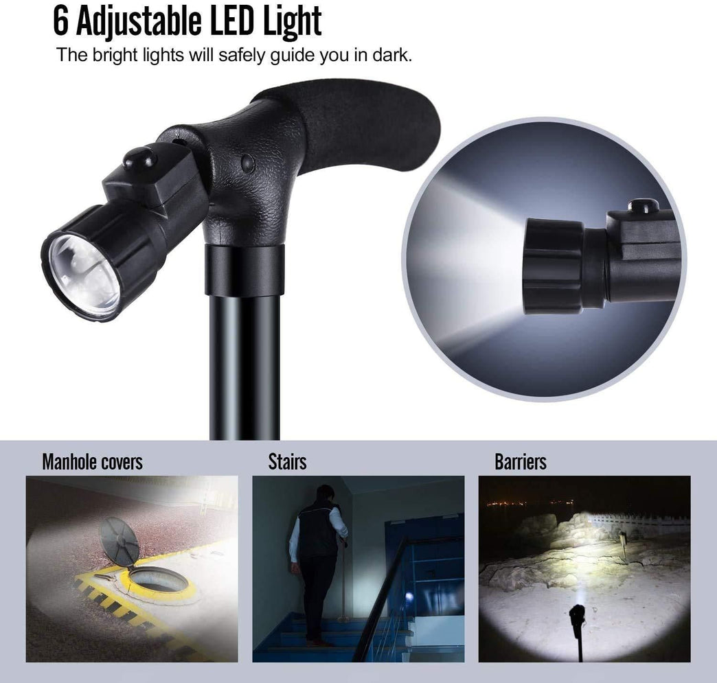 Collapsible Walking Stick with Led Light