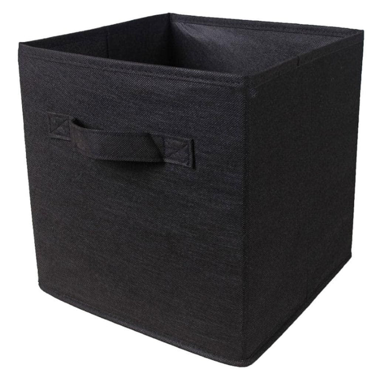 Storage Basket Fabric Drawers Organizer Box Bin Open Design Black (Pack of 2)