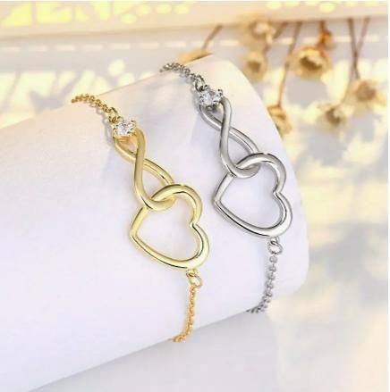 Golden Heart-Shaped Zirconia Bracelet