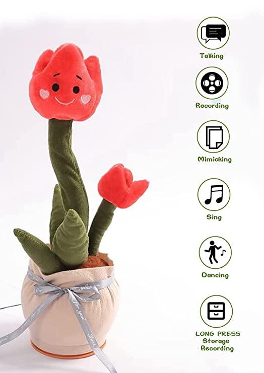 ROSE USB Dancing Cactus Toy Rose Chargeable and Recording Storage, Mimics, Dance and Singing Features