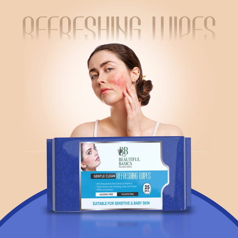 Beautiful Basics Dry  Sensitive Skin Face Wipes (2 Pkts X 50 Pcs Wipes)