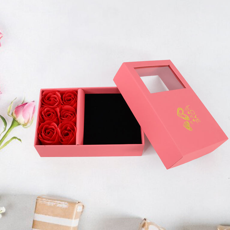 Jewellery Gift Box With Lids  Roses Packaging Box With 6 Roses (1 Set)