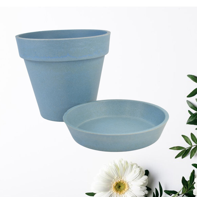 Heavy Plastic Flower Pots With Tray (1 Pc)