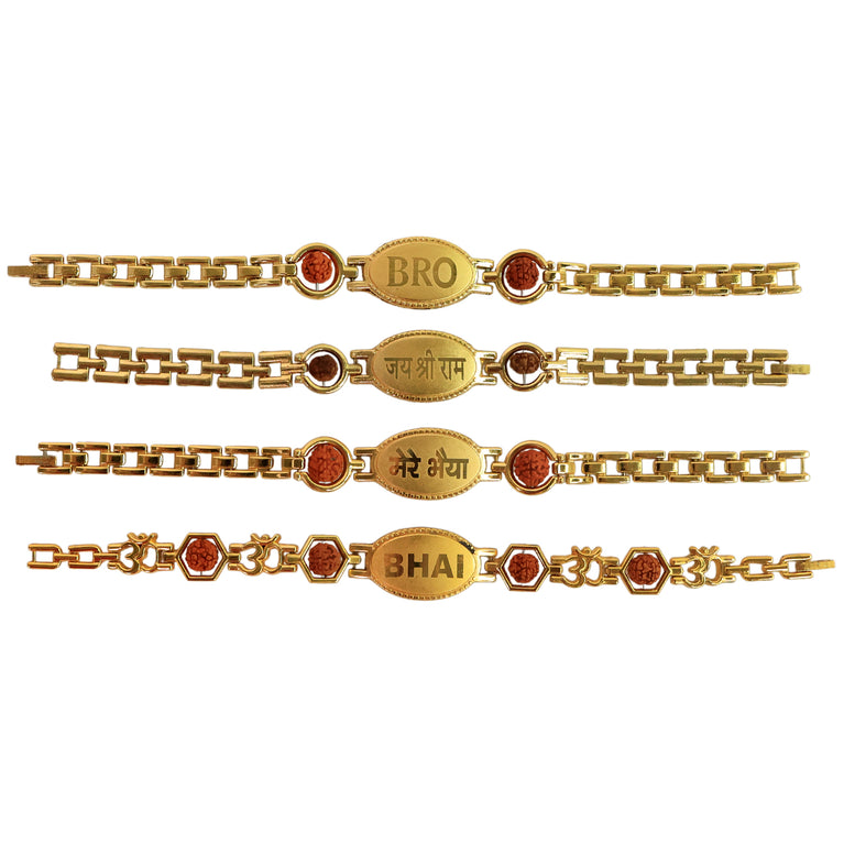 Gold Plated Metal Bracelet Rakhi For Brother (1 Pc)