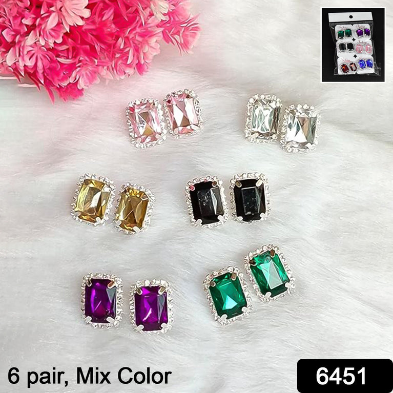 Diamond Jewellery Interchangeable Triangular Shaped Earrings (6 Pari  Mix Color  Design)