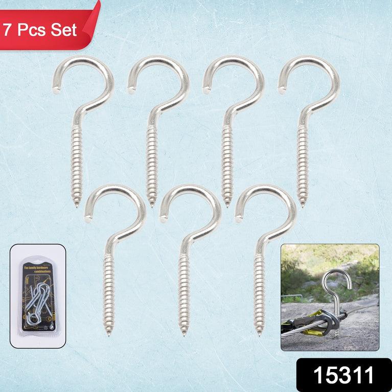 Eye Hooks Screw In Heavy Duty Stainless Steel Eye Bolts Screw (7 Pc Set)