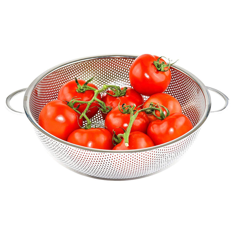 5754 Stainless Steel Colander With Handle Large Metal Mesh Basket Strainer For Pasta Spaghetti Berry Veggies Fruits  Kitchen Food Colander Dishwasher Safe (1 Pc  25.5 Cm)