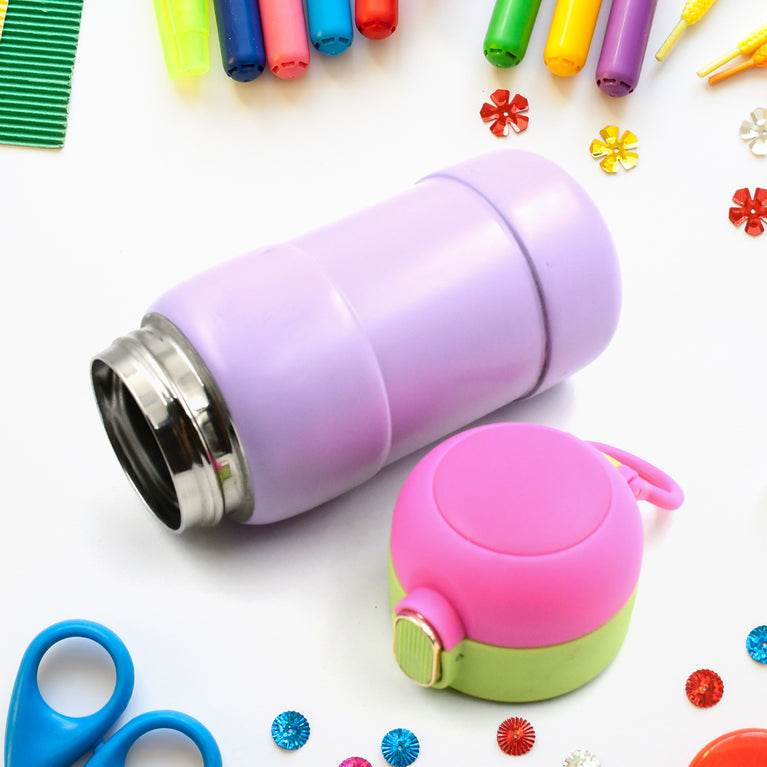 Duckstainless Steel Water Bottle For Kids Adults Steel Flask Metal Thermos Spill Proof Cap Closure Bpa Free For School Home Office Drinkware (1 Pc  Mix Design)