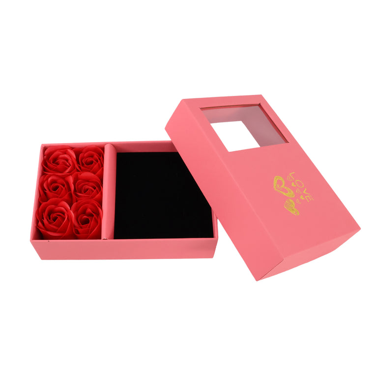 Jewellery Gift Box With Lids  Roses Packaging Box With 6 Roses (1 Set)