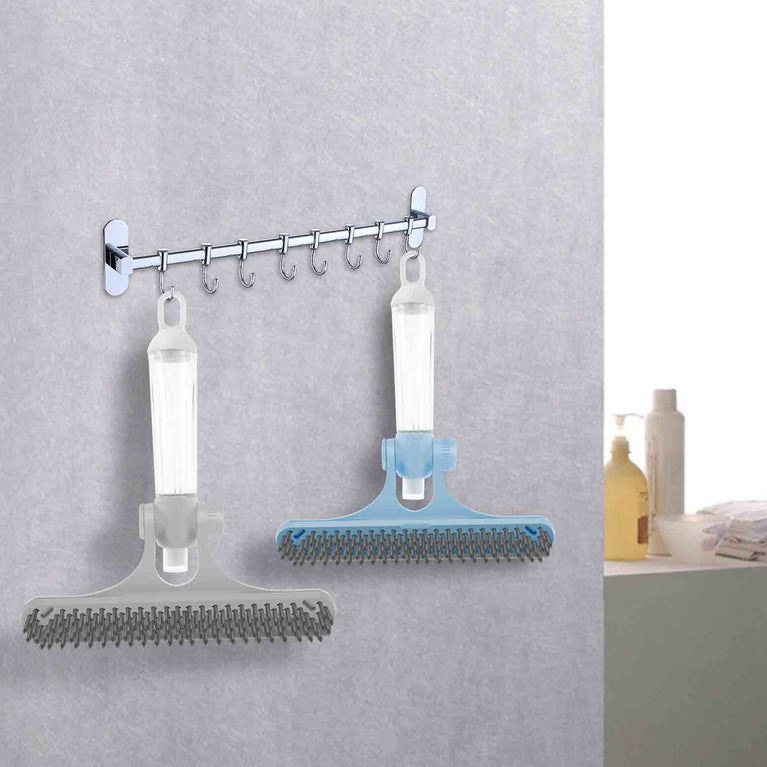 4167 4 In 1 Multifunctional Glass Scraper Window Glass Wiper With Watering Can Silicon Cleaning Squeegee With Two Brush Heads Practical Squeegee For Shower Doors Windows Tiles And Car Glass