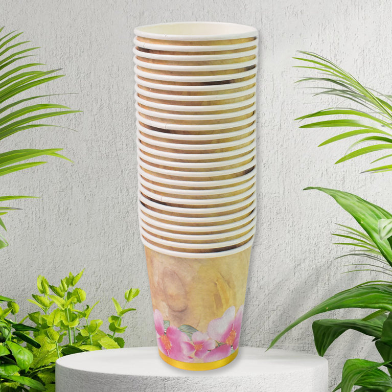 Disposable Paper Cups Disposable Tea Coffee Cups (24 Pcs Set  Mix Color  Design)