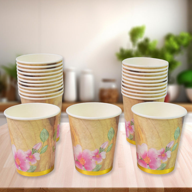 Disposable Paper Cups Disposable Tea Coffee Cups (24 Pcs Set  Mix Color  Design)