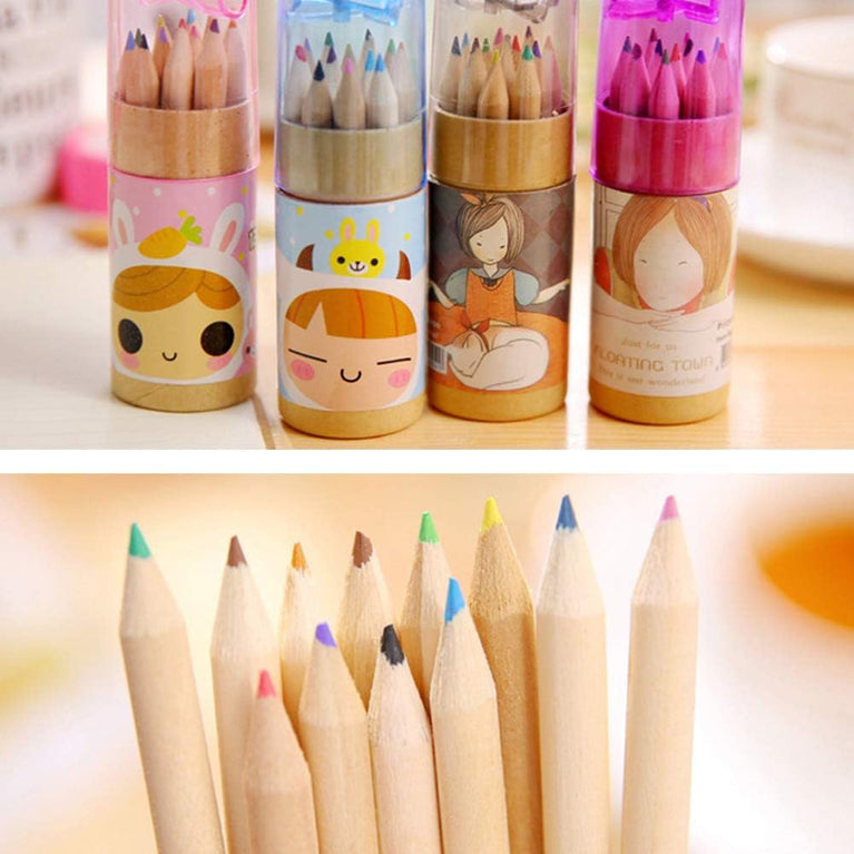 7957 12 Colouring Pencils Kids Set Pencils Sharpener Mini Drawing Colored Pencils With Sharpener Kawaii Manual Pencil Cutter Coloring Pencil Accessory School Supplies For Kid Artists Writing Sketching