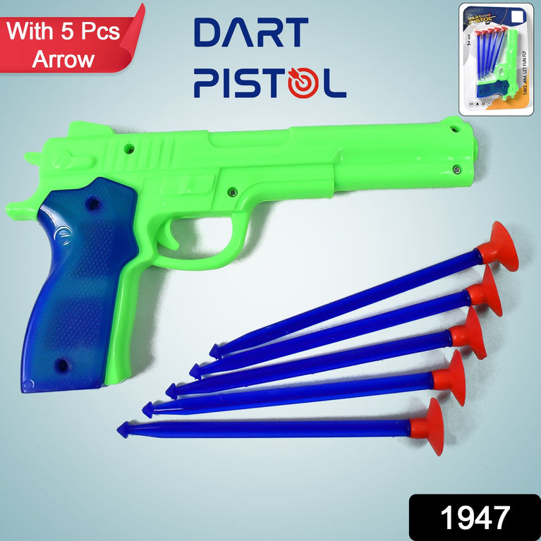 Medium Size Plastic 1 Gun With 5 Soft Suction Dart Bullets (1 Set)