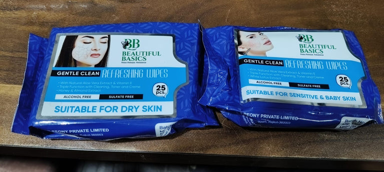 Beautiful Basics Dry  Sensitive Skin Face Wipes (2 Pkts X 50 Pcs Wipes)