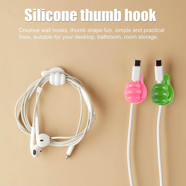 9117 Thumb Cable Clipscord Holder Multi-functional Wall Hooks Cable Organizer Cable Management For Desk Home Office Car Multi Color (Pack Of 10)